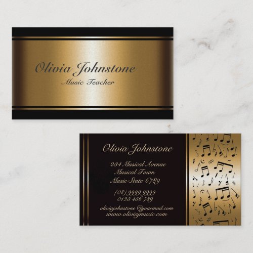 Luxury effect gold and black musical business card