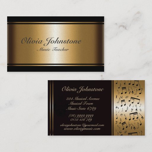 Customizable Luxury effect gold and black musical business card
