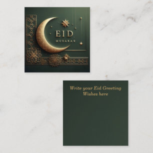 Luxury Eid Mubarak Greeting in Green Note Card