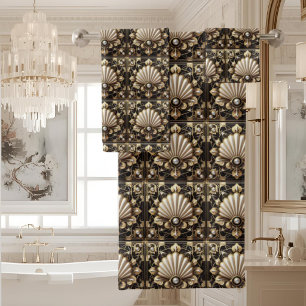 Luxury & Elegance Art Deco Black & Gold Bath Towel Set
