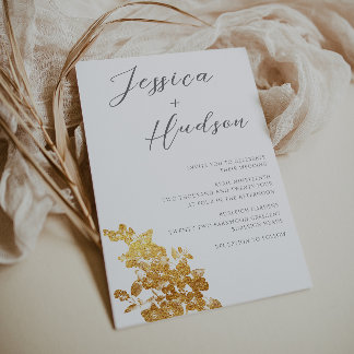 Luxury Elegance: Beautiful White & Gold Wedding Invitation