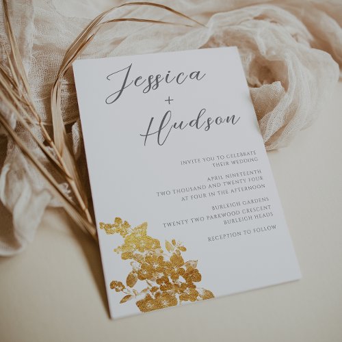 Luxury Elegance Beautiful White  Gold Wedding Invitation