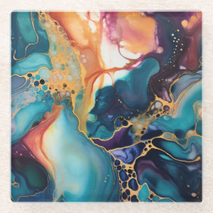 Luxury Elegant Abstract Marble Beautiful Glass Coaster