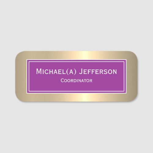 Luxury Elegant And Modern Violet Purple And Gold Name Tag