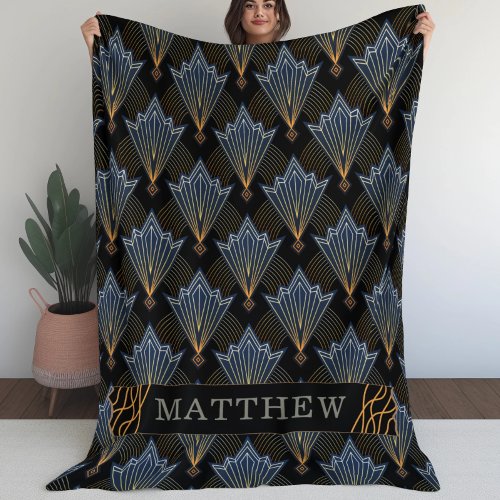 Luxury Elegant Art Trendy Deco Pattern  Fleece Blanket