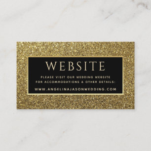 Luxury Elegant Black Glitter Gold Wedding Website Enclosure Card
