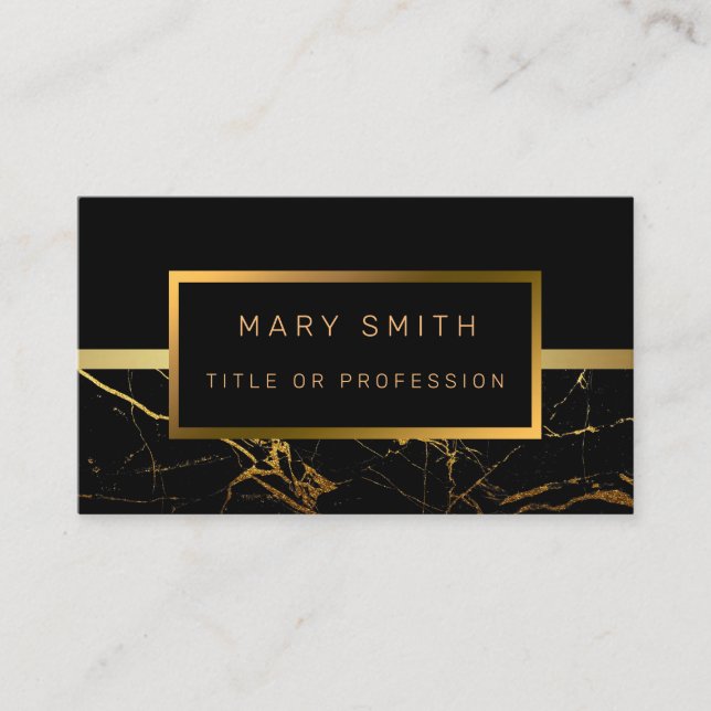 Luxury Elegant Black Gold Business Card (Front)