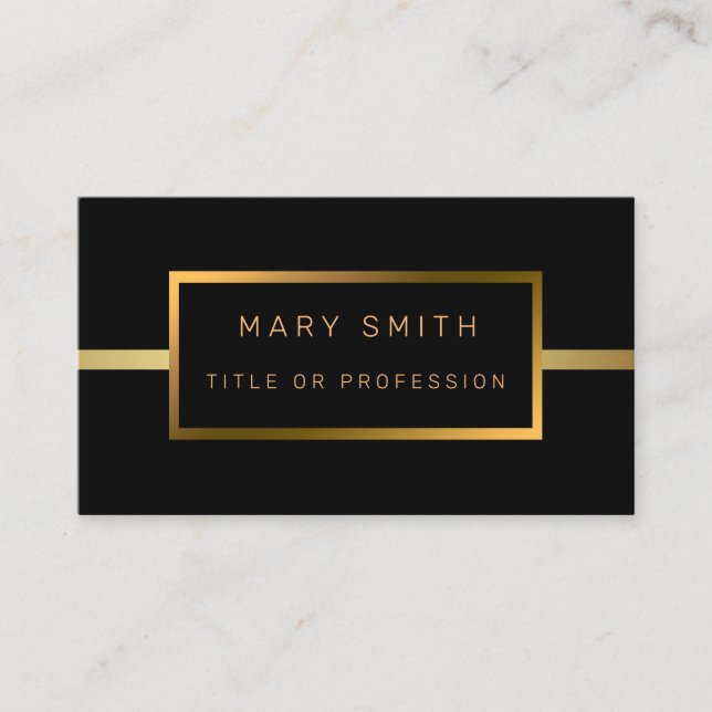 Luxury Elegant Black Gold Business Card (Front)