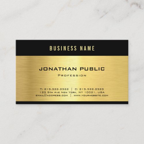 Luxury Elegant Black Gold Shiny Plain Professional Business Card