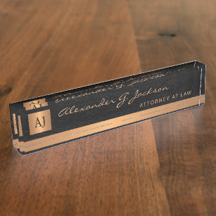 Engraved Desk Name Plates, Faux Leather