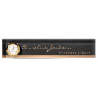 Luxury elegant black leather gold monogrammed