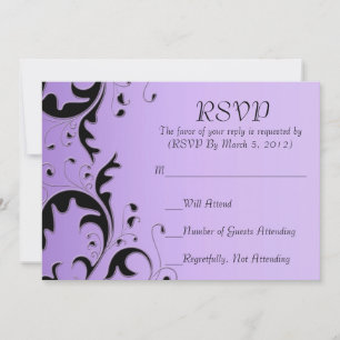 Luxury Elegant Black/Purple Floral RSVP card