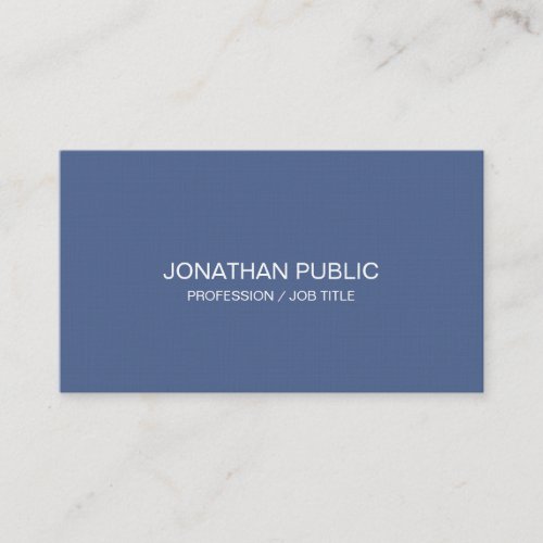 Luxury Elegant Blue Simple Plain Professional Business Card