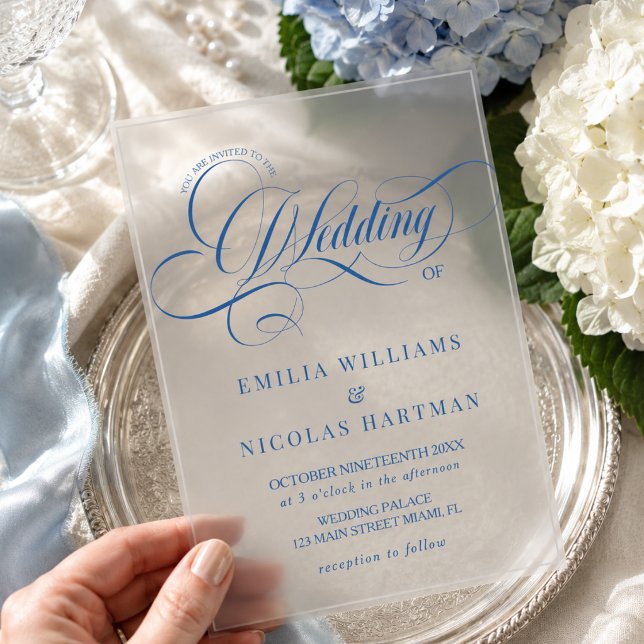 Luxury Elegant Blue Wedding Invitation (Creator Uploaded)