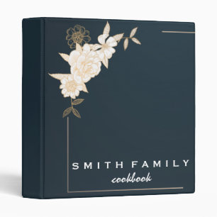Luxury elegant  blush gold floral recipes 3 ring b binder