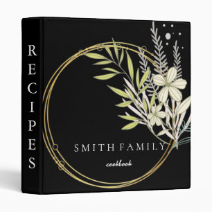 Luxury elegant  blush gold floral recipes 3 ring b binder