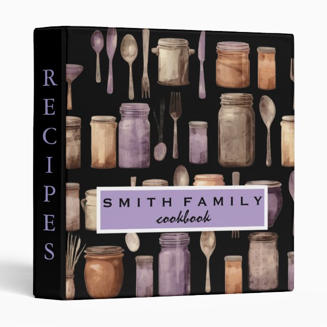 Luxury elegant  blush gold floral recipes 3 ring binder (Front/Spine)