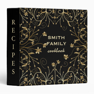Luxury elegant blush gold floral recipes 3 ring binder