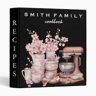 Luxury elegant blush gold floral recipes 3 ring binder