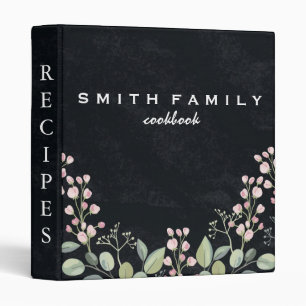 Luxury elegant blush gold floral recipes 3 ring binder