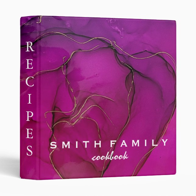 Luxury elegant  blush gold Pink recipes 3 Ring Binder (Front/Spine)