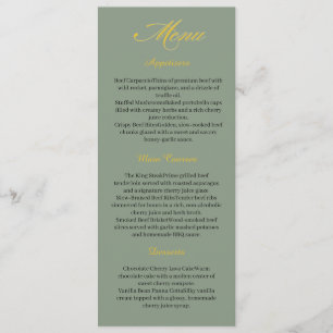 Luxury Elegant Boho Minimalist Sage Green Gold Menu