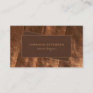 Luxury elegant brown copper home interior designer business card