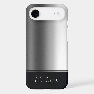 Luxury Elegant Brushed Metal Silver Gray iPhone 17 Air Case