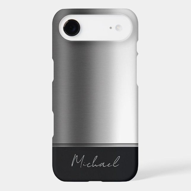 Luxury Elegant Brushed Metal Silver Gray iPhone Case (Back)