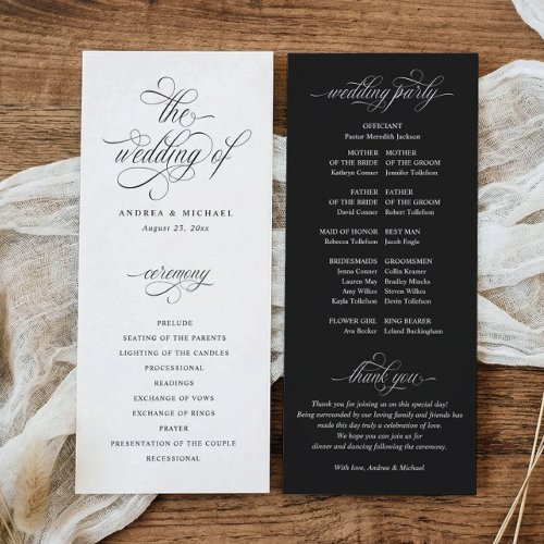 Luxury Elegant Calligraphy Old Money Wedding Program