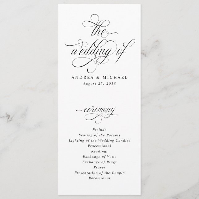 Luxury Elegant Calligraphy Wedding Program (Front)