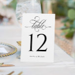 Luxury Elegant Calligraphy Wedding Table Number<br><div class="desc">Luxury Elegant Calligraphy Wedding Table Numbers (Black & White) - These elegant wedding table numbers feature an elegant calligraphy script. Change your names and add individually to your cart.</div>
