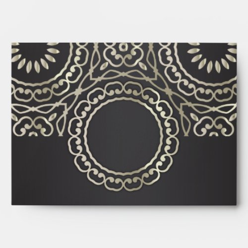 Luxury Elegant Chic Faux Gold And Black Arabesque Envelope