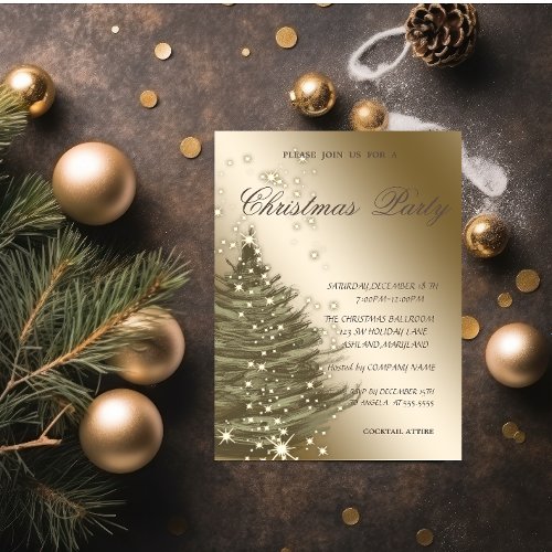 Luxury Elegant Christmas Tree Christmas Party  Invitation