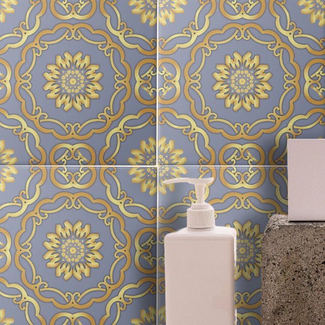 Luxury Elegant Classic Faux Gold Border On Grey  Ceramic Tile (Creator Uploaded)