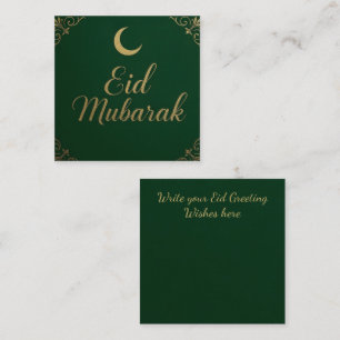 Luxury Elegant Eid Mubarak Greeting in Green Note Card