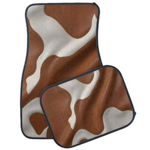 Luxury Elegant Faux Cow Leather Modern Collection Car Floor Mat