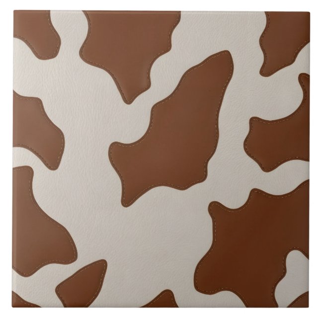 Luxury Elegant Faux Cow Leather Trendy Collection Ceramic Tile (Front)