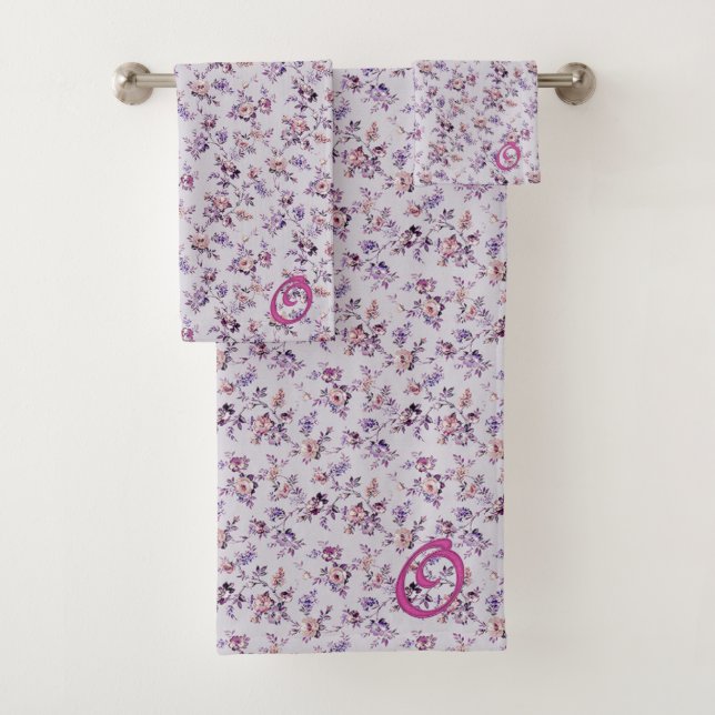 Luxury Elegant Floral (A-Z) Bath Towel Set (Insitu)