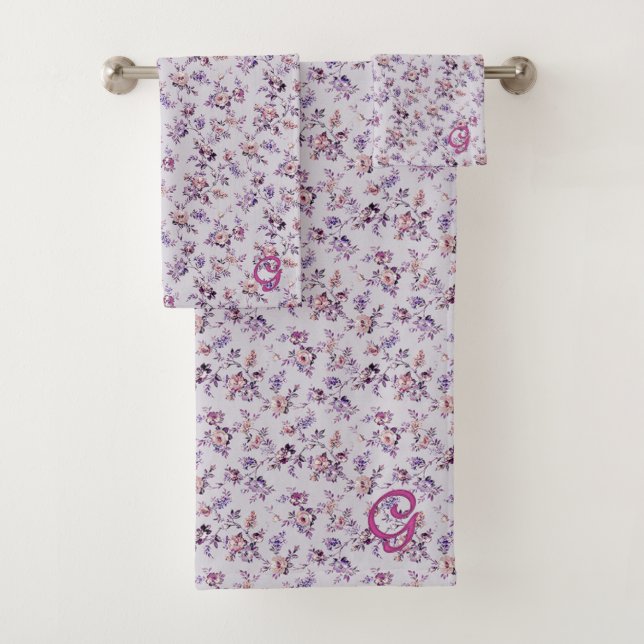 Luxury Elegant Floral (A-Z) Bath Towel Set (Insitu)