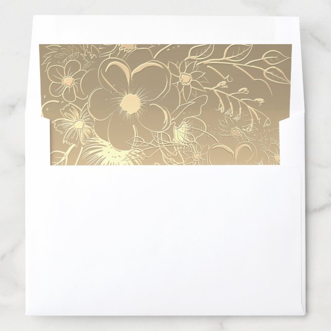 Luxury Elegant Floral Lace Gold Foil Wedding Envelope Liner (In Envelope)