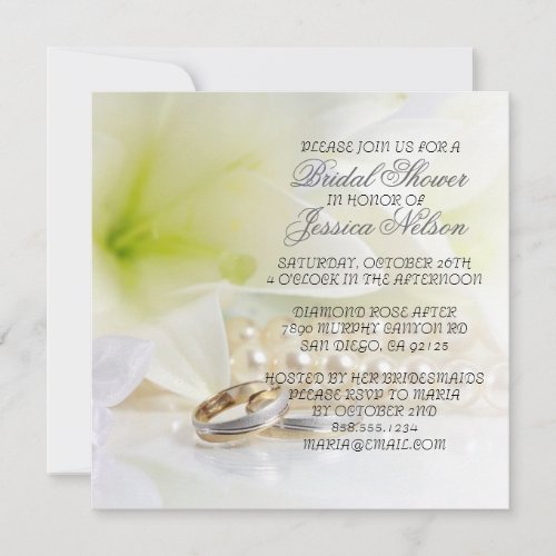 Luxury Elegant Floral Wedding Ring Shower Invite