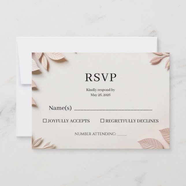 Luxury Elegant Floral Wedding RSVP Reply Card  (Front)