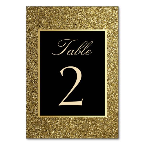 Luxury Elegant Glitter Gold and Black Wedding Tabl Table Number