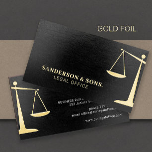 Luxury elegant gold black attorney at law foil business cards