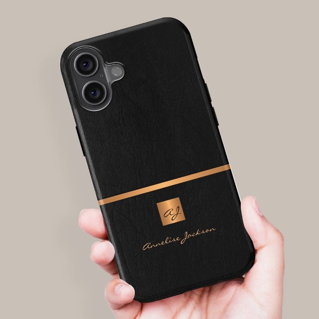 Luxury elegant gold black monogram name Case-Mate iPhone case (Creator Uploaded)