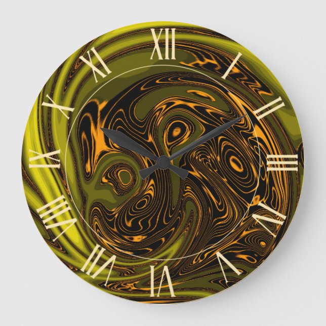 Luxury Elegant Gold Dragon Horse Abstract Large Clock (Front)