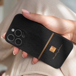 Luxury elegant gold glitter black monogrammed iPhone x case