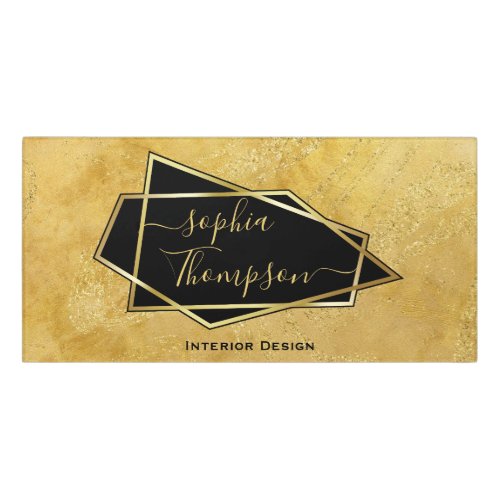 Luxury Elegant Gold Glitter Marble Script Door Sign