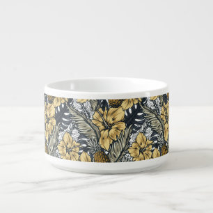 Luxury Elegant Gold N' Black Tropical Flowers Bowl
